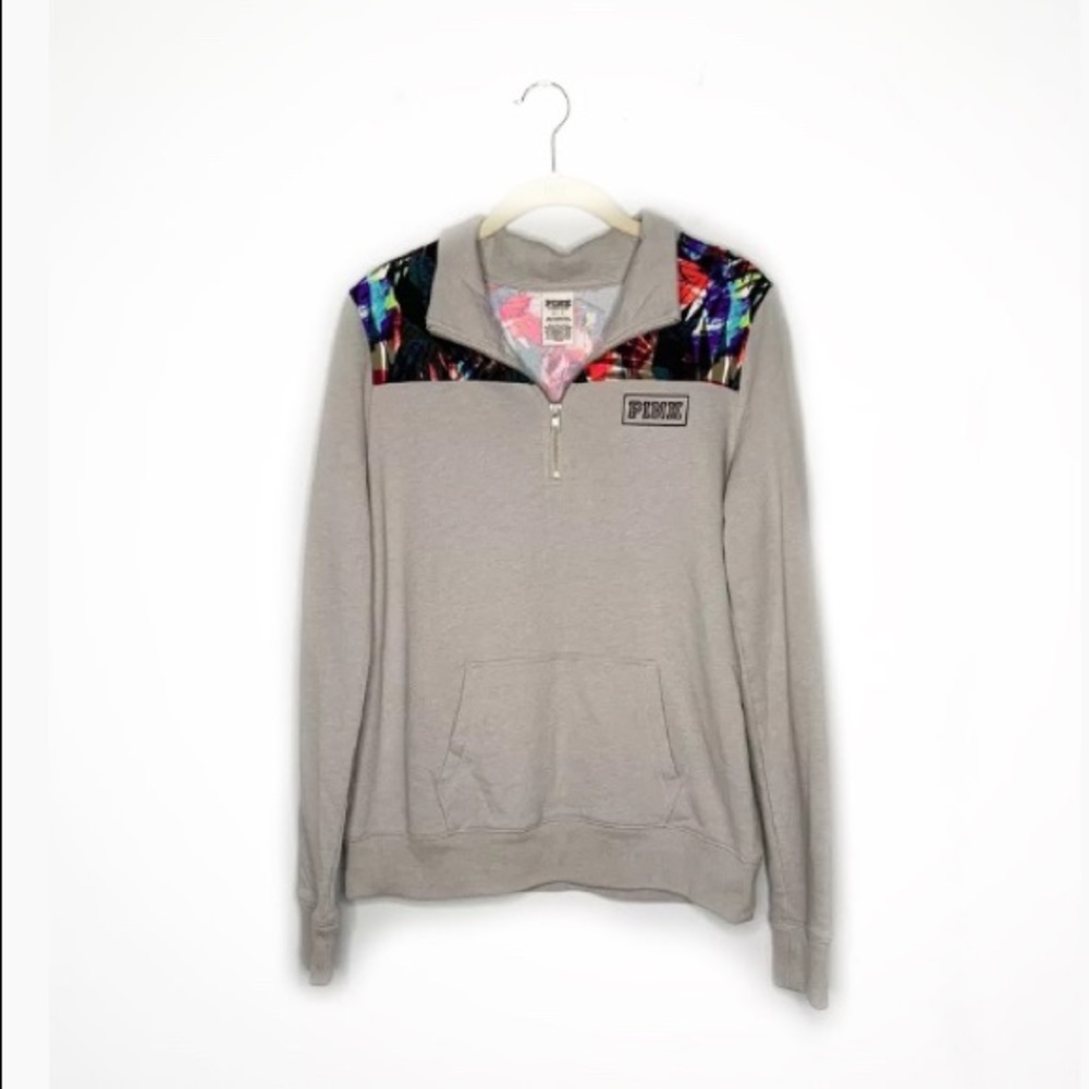 VS PINK Tropical 1/4 Zip Pullover Size Small